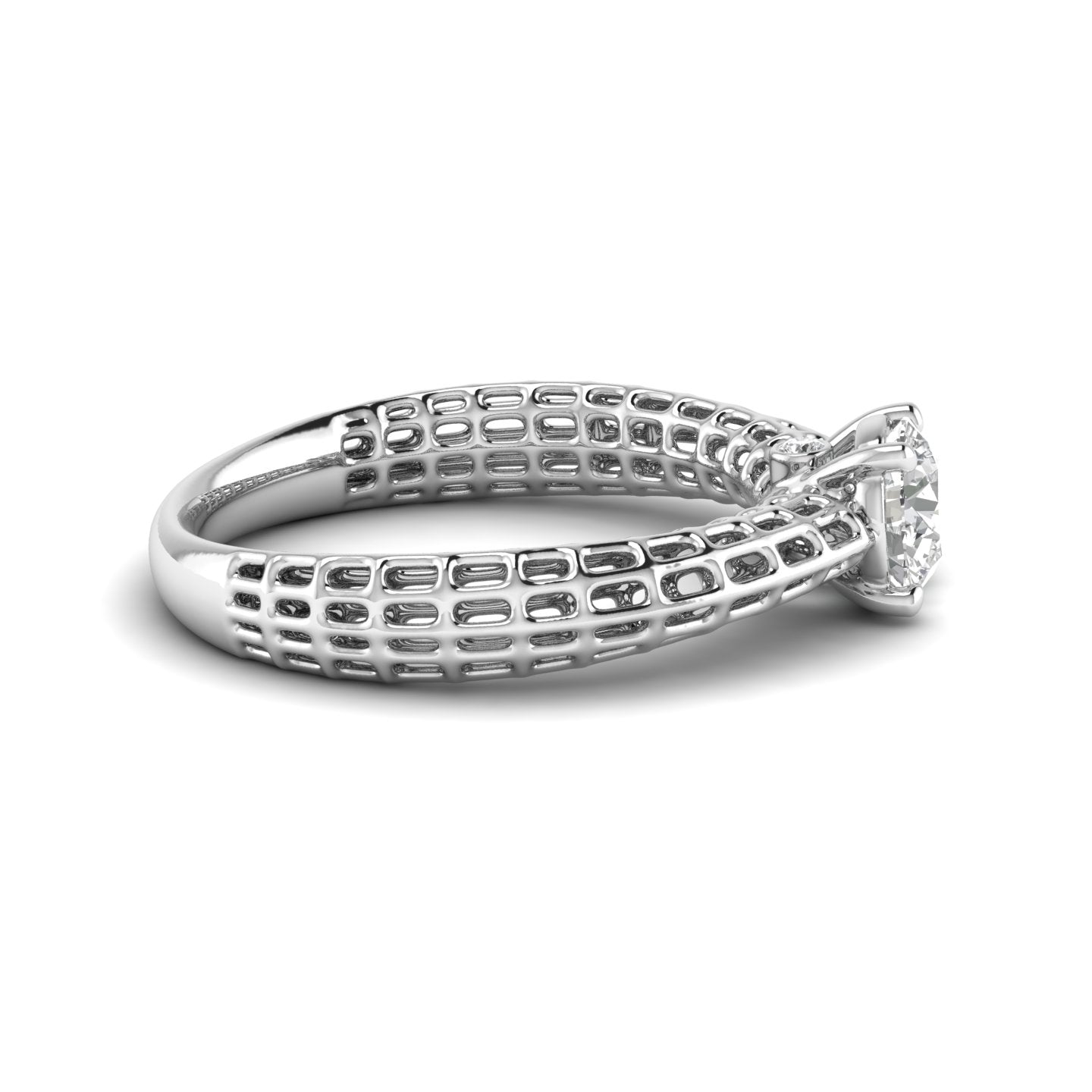 White Gold Studded 1.036 Carat Lab Grown Diamond Ring-F Color VS1 Clarity.